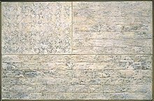 Jasper Johns, White Flag, 1955, Encaustic, 198.9 cm x 306.7 cm (78.3 in x 120.7 in), In the collection of the Metropolitan Museum of Art White Flag (Johns painting).jpg