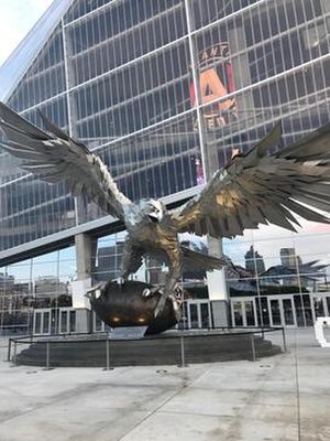 Atlanta Falcon sculpture outside the stadium