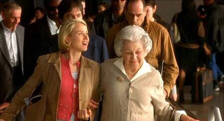 Betty (Watts) arrives in Los Angeles; pictured with Irene (Jeanne Bates). Betty is bright and optimistic, in contrast to Diane—also played by Watts—in