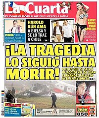 Halaman depan La Cuarta 10 September 2013 edition.