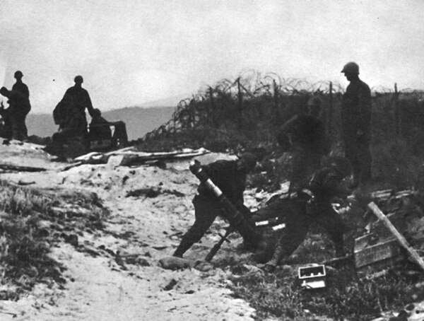 A chemical mortar battalion in action at Utah Beach, 1944