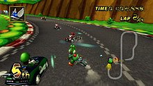 Yoshi drifting during a race on Mario Circuit Mario Kart Wii screenshot.jpg