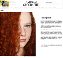 Findings on the relationship between red hair and anesthesia were covered by National Geographic National Geographic Coverage of Outcomes Research Consortium - Redheads.png