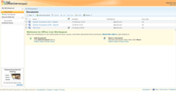 Началната страница на Office Live Workspace