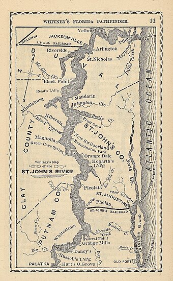 Map of the lower St. Johns printed in 1876