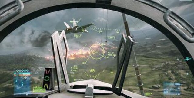 Screenshot of the HUD as shown in the fighter jet in multiplayer mode