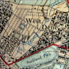 Map of Westdene from 1934 depicting a number of small dams created by clay quarrying activities in the area. Map of Westdene, Johannesburg in 1934.png