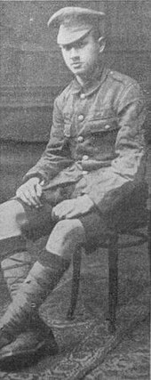 Sidney Lewis, aged 13, waiting to be discharged after being returned from France Sidney Lewis.jpg