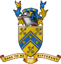 Thumbnail for File:Shield and crest of Federation University Australia.svg