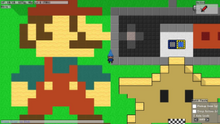 A player surrounded by player-made artwork of Mario, a power star, and a NES controller. 8BitMMOscreenshot.png