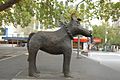 The bronze cast statue of Larry La Trobe, City Square, Melbourne.