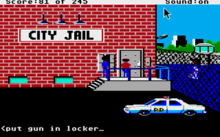 The player is required to follow proper police procedures (Atari ST screenshot) Police Quest Atari ST screenshot.png