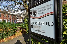 One of the signs displayed by the organisation in the Castlefield area in Manchester Castlefield Forum Signage.jpg