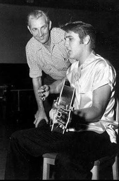 Ken Darby and Elvis Presley in the studio.
