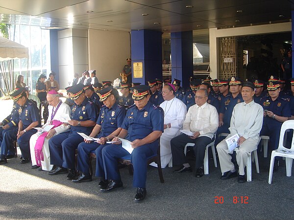 Philippine National Police top brass and then Military Ordinary Leopoldo Tumulak welcomed then Apostolic Nuncio Fernando Filoni (now Grand Master of the Order of the Holy Sepulchre), during his visit to the PNP National Headquarters in 2007.