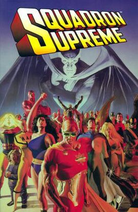 Squadron Supreme 1997 trade paperback cover. Art by Alex Ross.
