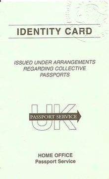 Identity card from a collective passport issued in 2005 British collective passport card cover (2005).jpg