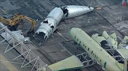 Nimrod airframes being broken up for scrap in January 2011