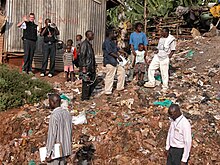 Kibera Kid film production set on the slums in Kibera, Nairobi in 2006. Making1.jpg