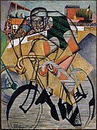 Jean Metzinger, 1911–1912, Au Vélodrome, oil, sand and collage on canvas, 130.4 × 97.1 cm (51 1/2 x 38 1/4 in.)