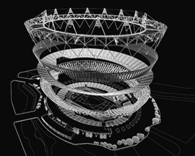 Exploded view of the stadium's layers