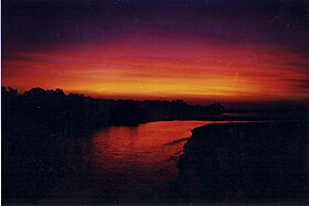 Rapid Creek at sunset taken from the footbridge Rapid Creek NT.jpg