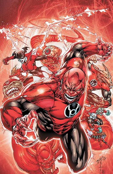 Artwork for the cover of Red Lanterns vol. 1, 1 (September, 2011 DC Comics) Art by Ed Benes