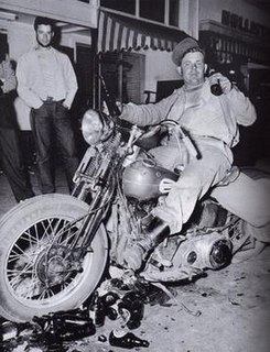 Hollister riot 1947 motorcycle rally sensationalized in news and film media that inspired The Wild One