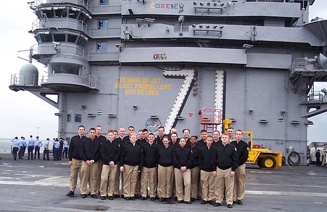 NJROTC cadets visiting USS Theodore Roosevelt in November 2005