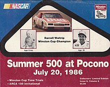 The 1986 Summer 500 program cover, featuring Darrell Waltrip.