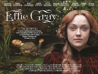 Film poster, featuring Fanning with Millais' painting Ophelia behind her.
