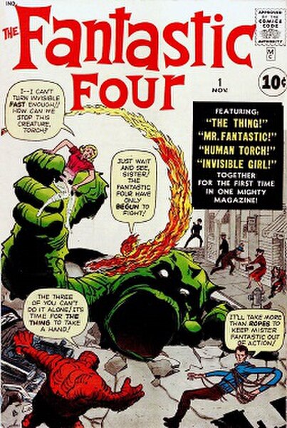 The Fantastic Four #1 (Nov. 1961). Cover art by Jack Kirby (penciller) and unconfirmed inker.