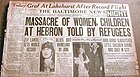 The Baltimore News header reads: Massacre of women, children at Hebron told by refugees