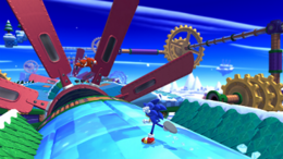 In-game screenshot of the "Frozen Factory" level from the Wii U version Sonic Lost World Frozen Factory.png