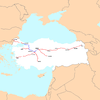 Map showing the complete Turkish high-speed rail network, including lines yet to be constructed