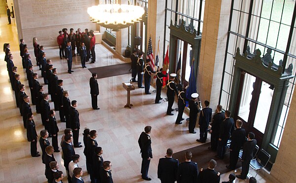 ROTC students celebrate Veterans Day at MIT in 2019.