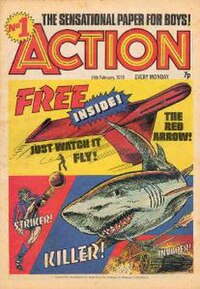 The cover to the first issue of Action, cover-dated 14 February 1976 Action cover.jpg