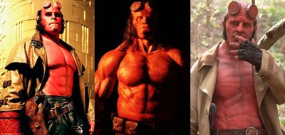 Ron Perlman and David Harbour as Hellboy