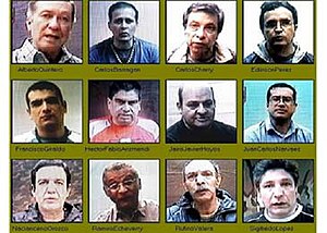 Victims of the Valle del Cauca deputies hostage crisis, 2007. Sigifredo Lopez (bottom right) was the only survivor. Diputados.jpg