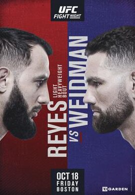 The poster for UFC on ESPN: Reyes vs. Weidman