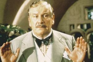 Peter Ustinov as Poirot in a 1982 adaptation of the novel Evil Under the Sun