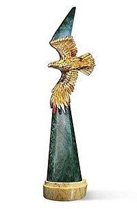 A silver, golden-alloyed eagle