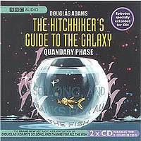 Front cover of the BBC Audio release of the "Quandary Phase" (Fits 19-22) of The Hitchhiker's Guide to the Galaxy. H2G2 Phase4 front cover.jpg