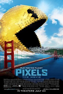 Pixels is a 2015 American science fiction action comedy film co-produced and directed by Chris Columbus and written by Tim Herlihy and Timothy Dowling, from a story by Herlihy. A feature-length adaptation of French director Patrick Jean's 2010 short film of the same name, the film stars Adam Sandler, Kevin James, Josh Gad, Peter Dinklage, Michelle Monaghan, Brian Cox, Ashley Benson, Sean Bean and Jane Krakowski. Combining computer-animated video game characters and visual effects, Pixels follows aliens misinterpreting video feeds of classic arcade games as a declaration of war, resulting in them invading Earth using technology inspired by the games such as Pac-Man, Space Invaders, Arkanoid, Galaga, Centipede and Donkey Kong. To counter the invasion, the United States hires former arcade champions to lead the planet's defense. Principal photography on the film began on May 28, 2014 in Toronto; filming was completed in three months.