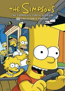 DVD cover featuring (from front to back) Bart Simpson, Lisa Simpson, Homer Simpson, the Squeaky-Voiced Teen, Maggie Simpson and Marge Simpson