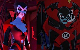 Bleez as she appears in Green Lantern: The Animated Series (left) and Justice League Action (right) BleezJLA BleezGLTAS.jpg