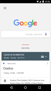 Google Now Intelligent personal assistant