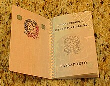 Inside cover of an Italian biometric passport issued in 2006 Italian Bio Passport2.jpg