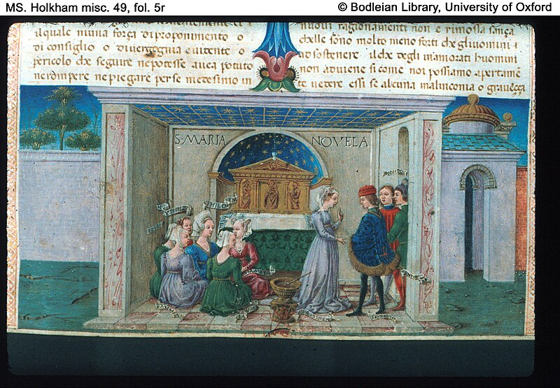 File:Manuscript from the Decameron by Giovanni Decameron, illustrated by Taddeo Crivelli (1467).jpg