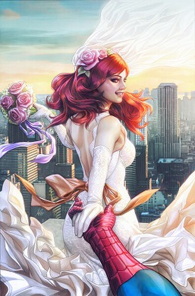 Mary Jane Watson on the cover of The Amazing Spider-Man: Renew Your Vows vol.2 #1 (Oct. 2016). Art by Stanley Lau.